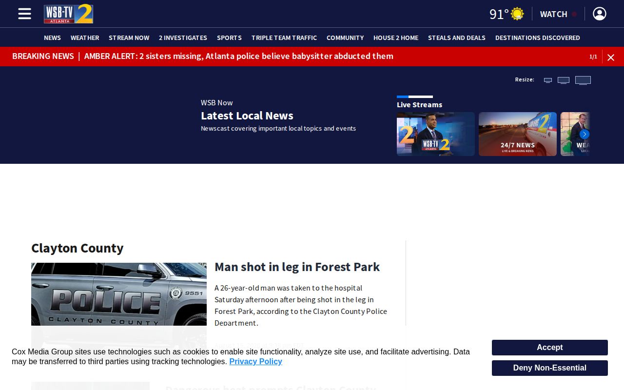 WSB-TV Clayton County crime news landing page