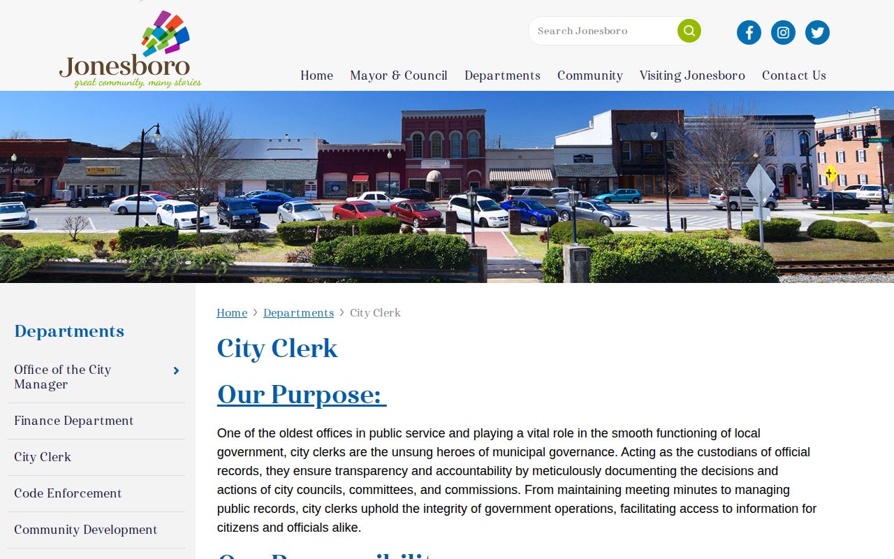 Jonesboro City Clerk open records request page